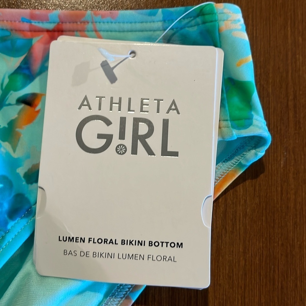 Athleta Girl two piece Lumen Floral Mock Rashguard Sz Med/10 & Bottoms Sz L/12. - Picture 8 of 9